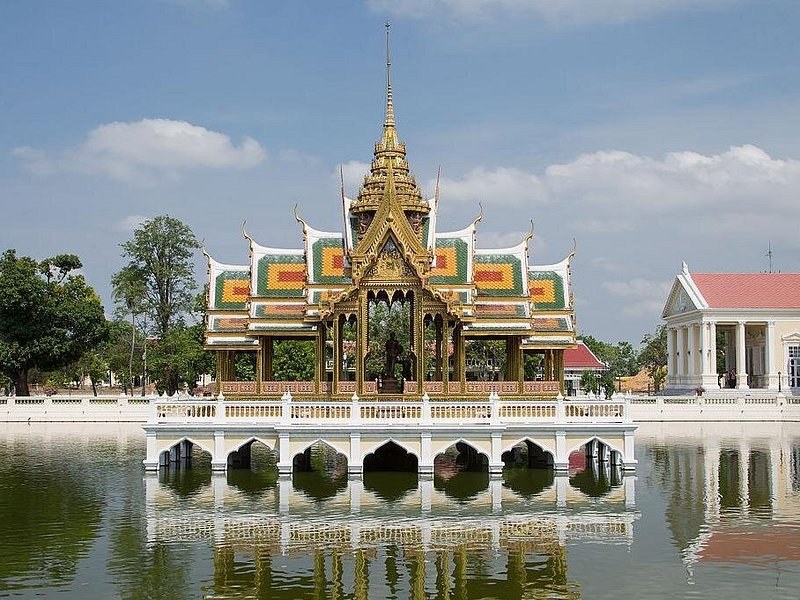 The Aisawan Thiphya-Art pavilion standing in the lake at Bang Pa-In Royal Palace