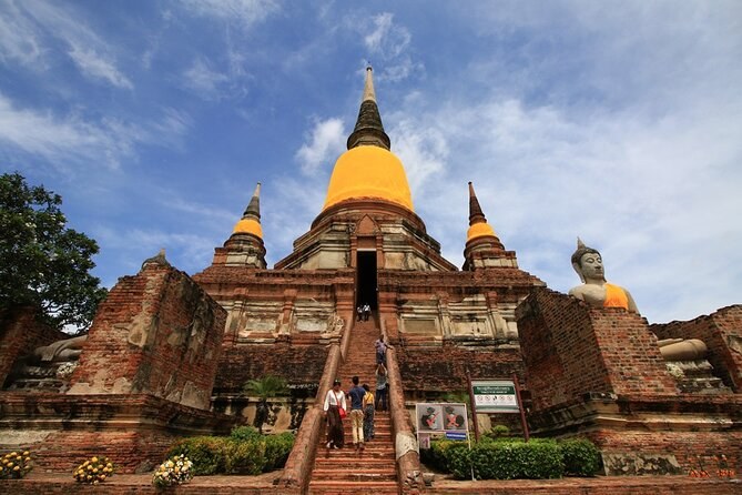 The stairway climbing the great chedi at Wat Yai Chai Mongkhon